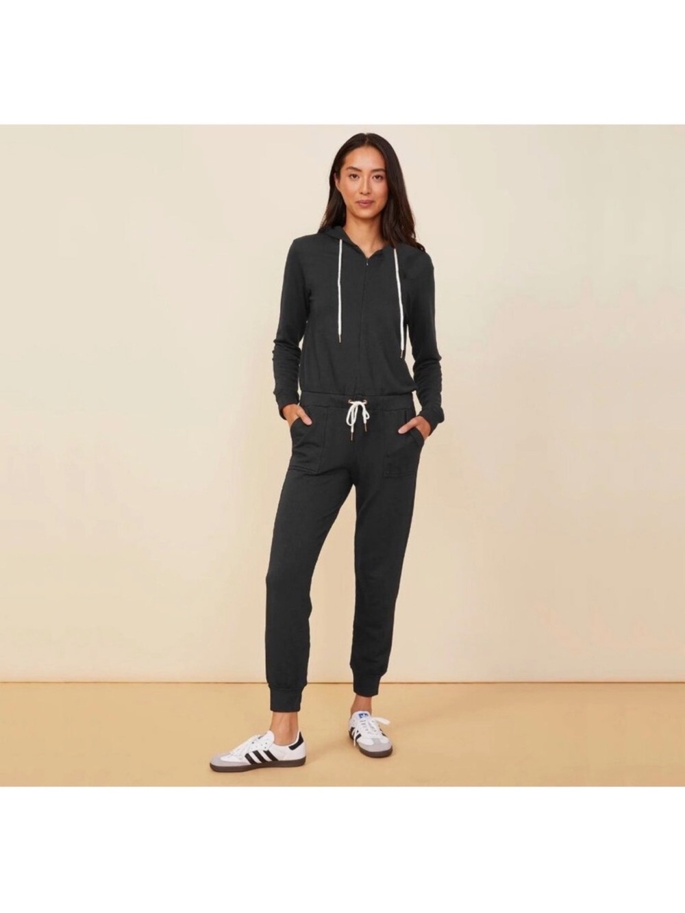 Monroe Women's Supersoft Fleece Hooded Jumpsuit long sleeve medium no drawstring